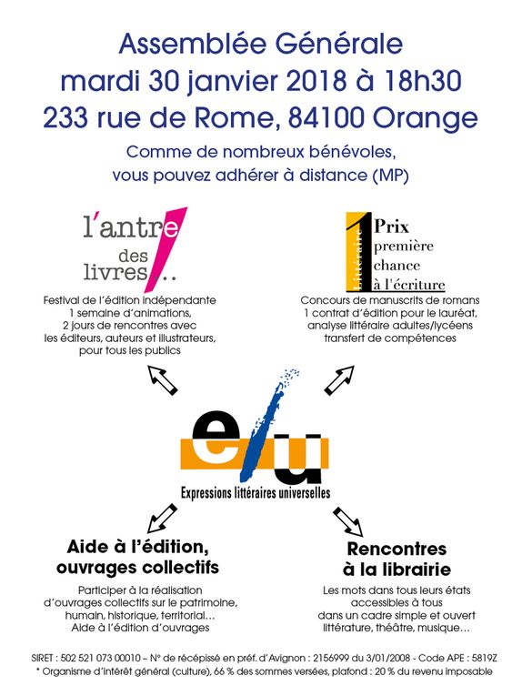 Assemblée Générale d'ELU, mardi 30 janvier à Orange