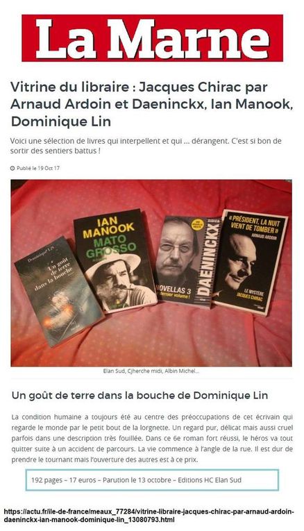Un goût de terre dans la bouche, le 6e roman de Dominique Lin très remarqué
