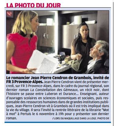 Jean-Pierre Cendron sur le plateau du 12/13 France 3 [vidéo]