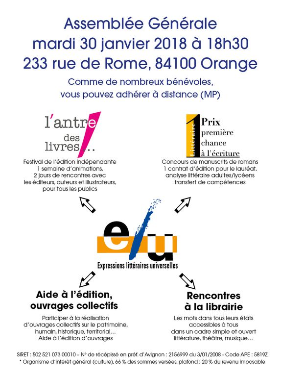 Assemblée Générale d'ELU, mardi 30 janvier à Orange